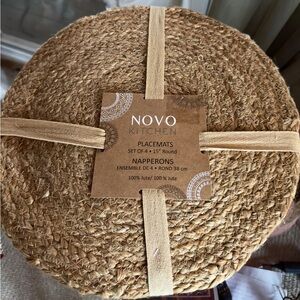 OVO Kitchen Jute Placemats Set of 4 - Natural Brown